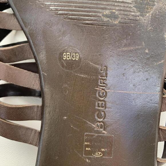 Vintage BCBG Gladiator Sandals Flats Size 9 Or 39 Genuine Leather Brown - Picture 4 of 6